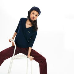 Wo  V-Neck Texturized Cotton Sweater | Lacoste Womens