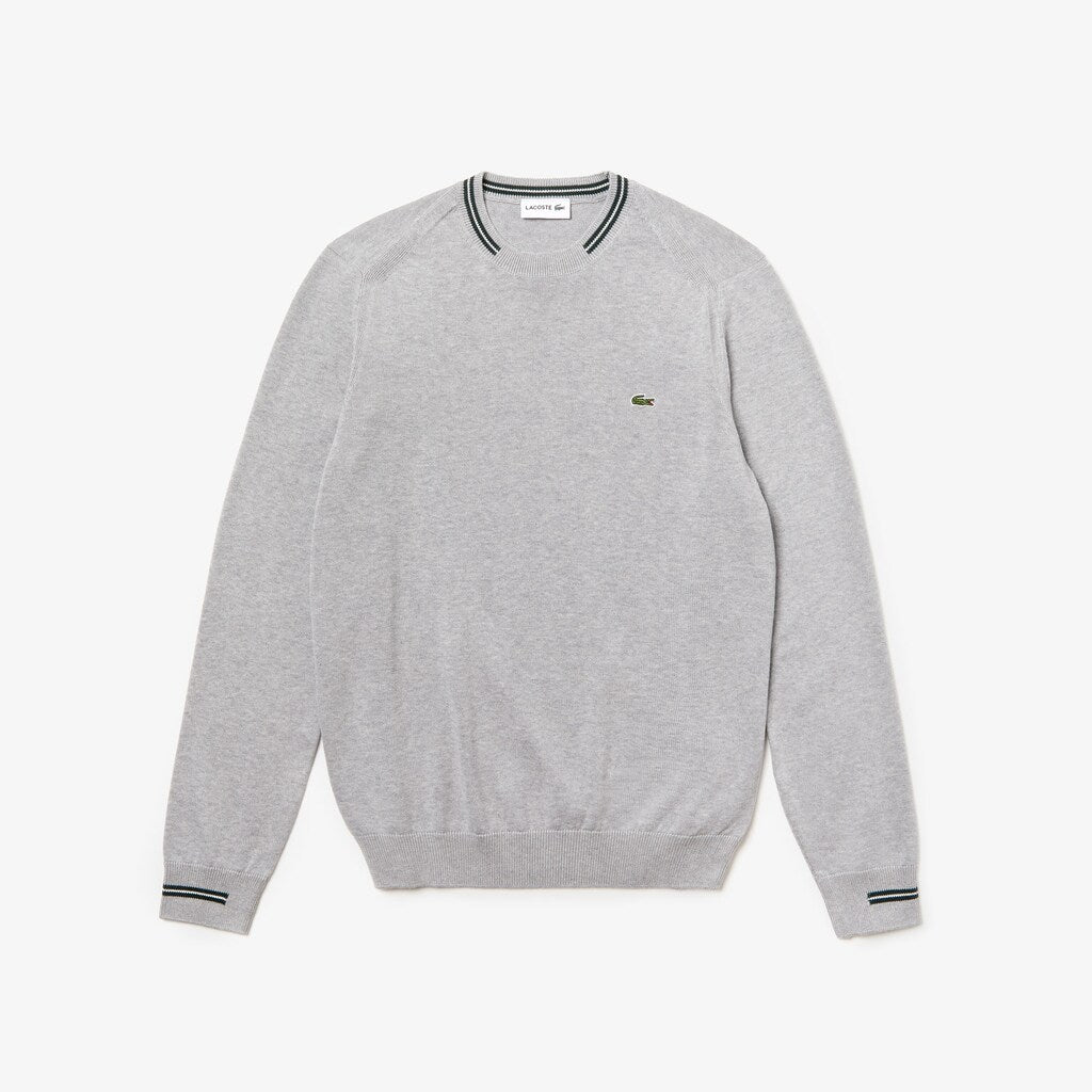 Crewneck Mixed Stich And Striped Cotton Sweater | Lacoste Mens