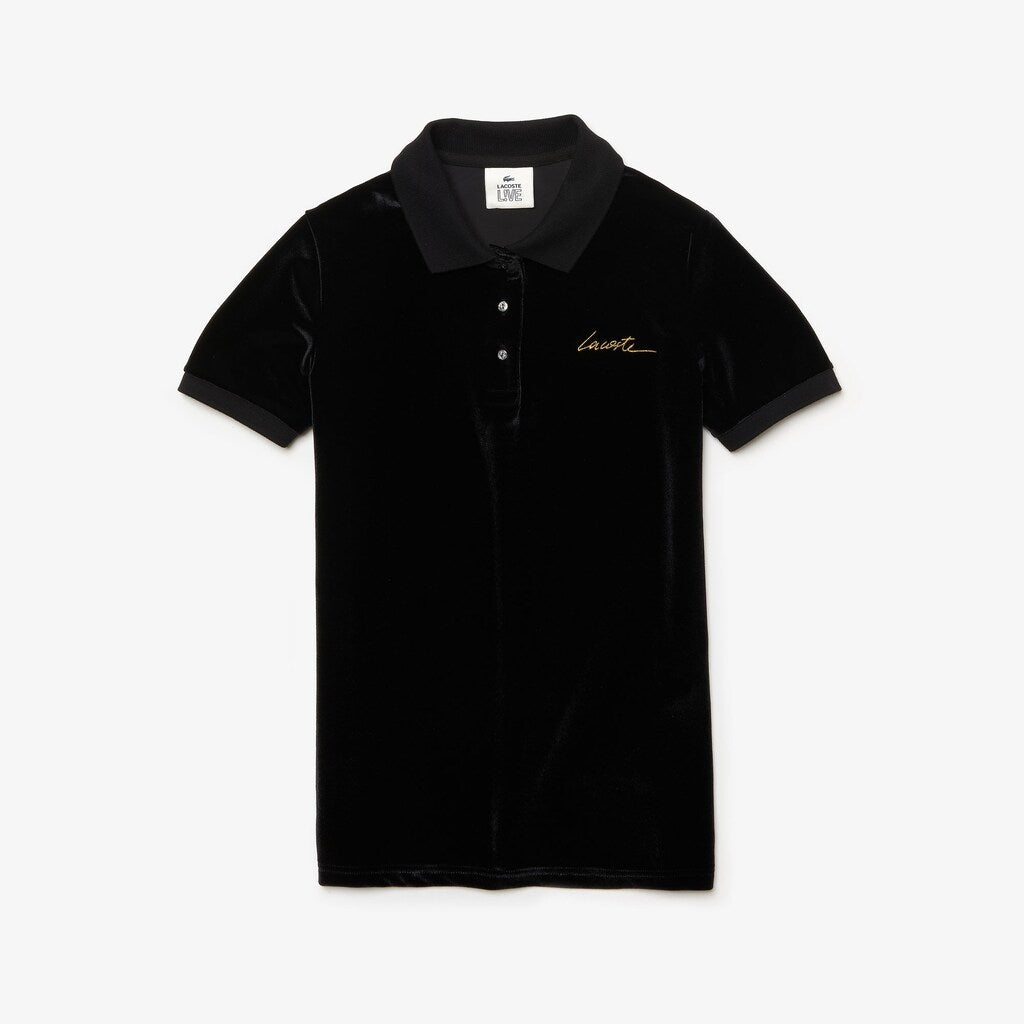 Wo  LIVE Slim Fit Golden Signature Velvet Polo Shirt | Lacoste Womens