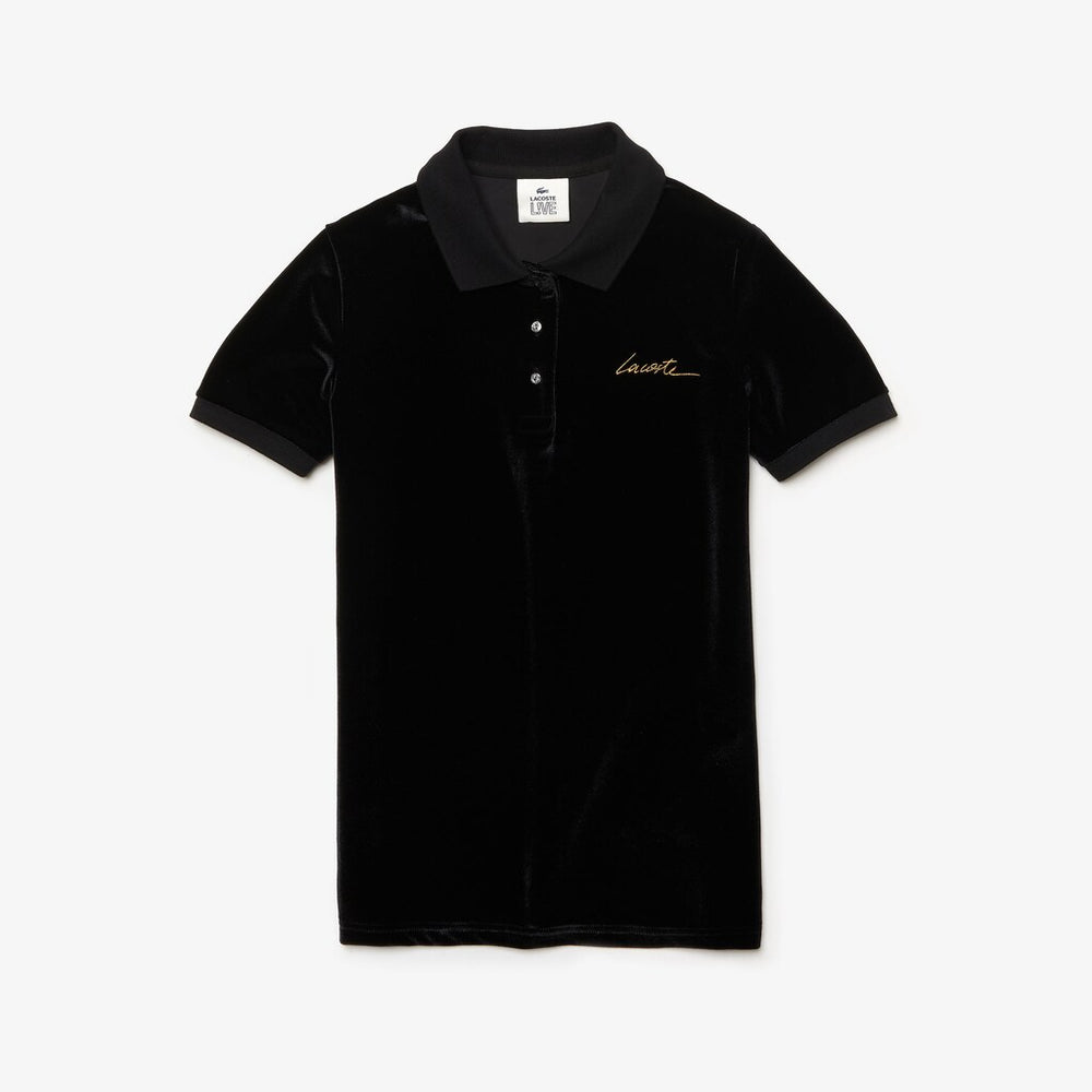 Wo  LIVE Slim Fit Golden Signature Velvet Polo Shirt | Lacoste Womens