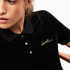 Wo  LIVE Slim Fit Golden Signature Velvet Polo Shirt | Lacoste Womens