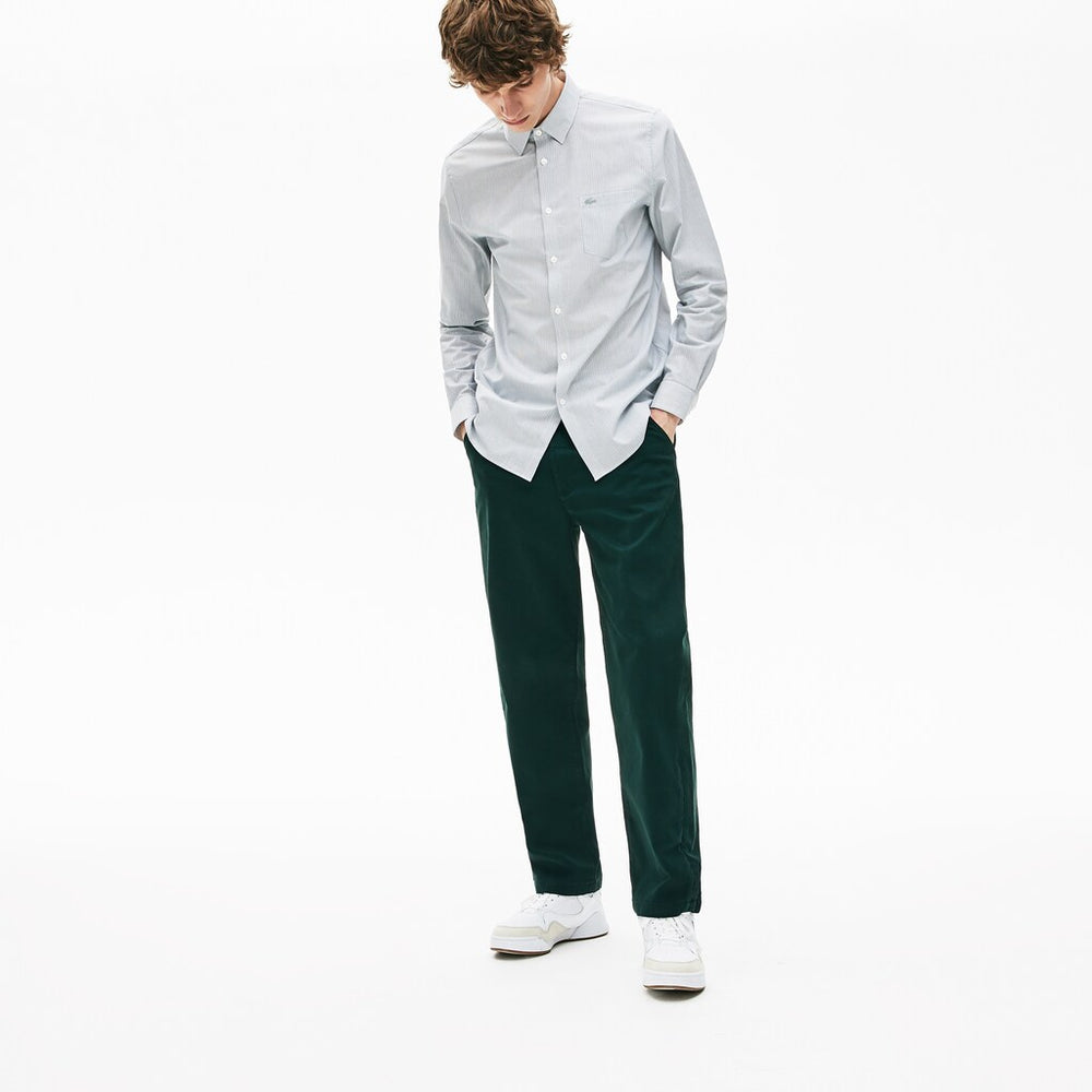 Loose Fit Textured Stretch Cotton Chinos | Lacoste Mens