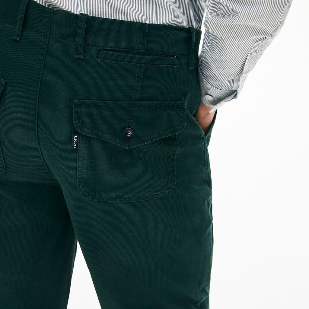 Loose Fit Textured Stretch Cotton Chinos | Lacoste Mens