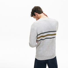 Crewneck Striped Texturized Piqué Sweater | Lacoste Mens
