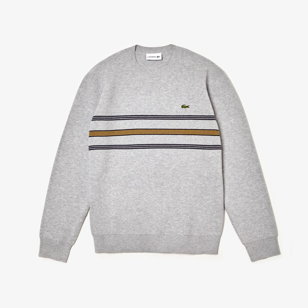 Crewneck Striped Texturized Piqué Sweater | Lacoste Mens