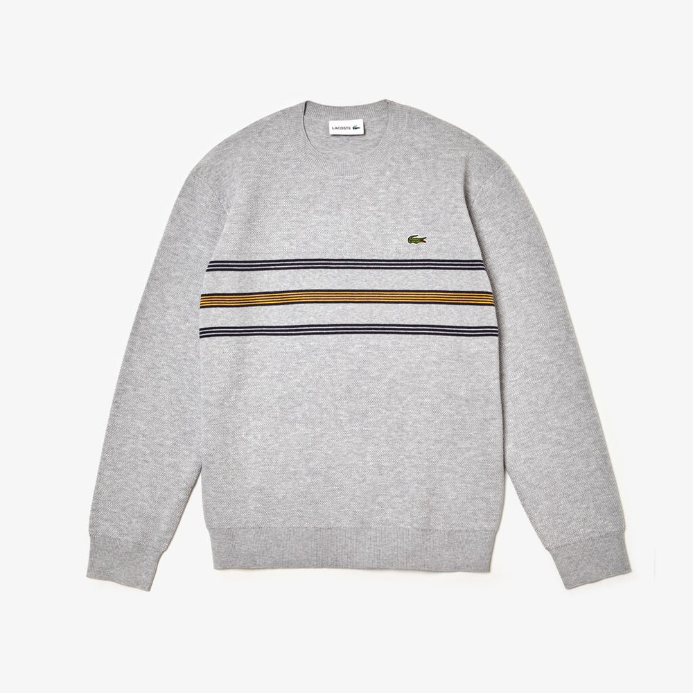 Crewneck Striped Texturized Piqué Sweater | Lacoste Mens