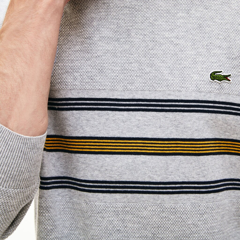 Crewneck Striped Texturized Piqué Sweater | Lacoste Mens