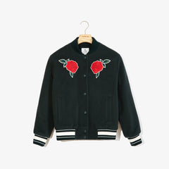 Wo  LIVE Rose-Embroidered Varsity Jacket | Lacoste Womens