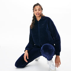 Wo  Chevron-Stitch Velour Cropped Varsity Jacket | Lacoste Womens