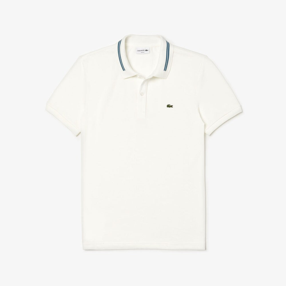 Slim Fit Stripe-Accented Cotton Piqué Polo | Lacoste Mens