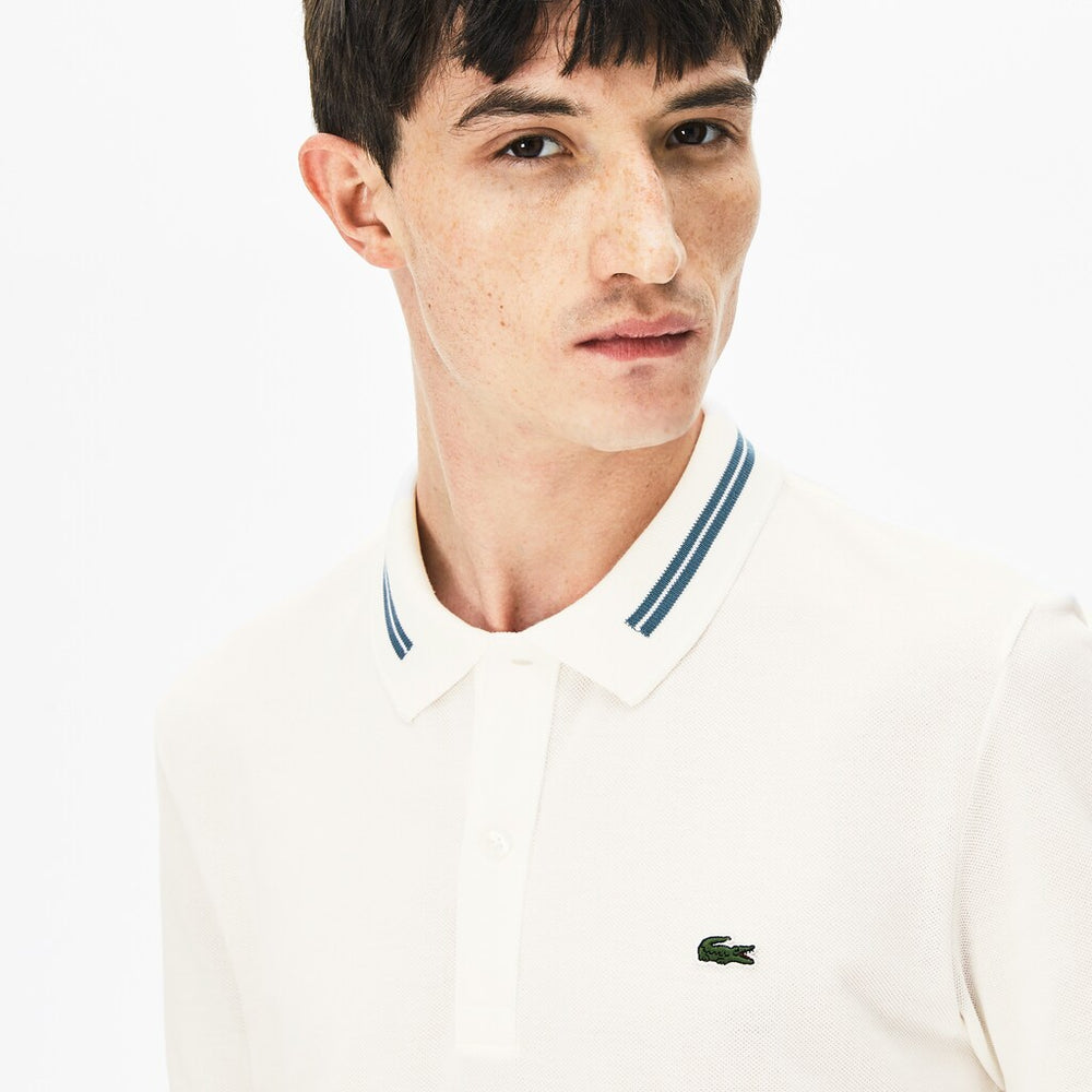 Slim Fit Stripe-Accented Cotton Piqué Polo | Lacoste Mens