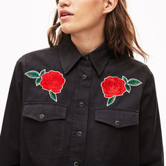 Wo  LIVE Rose-Embroidered Cotton Shirt | Lacoste Womens
