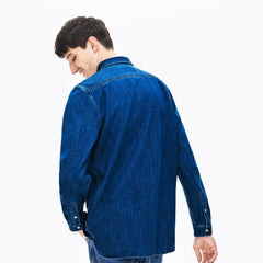 Loose Fit Snap-Button Denim Shirt | Lacoste Mens
