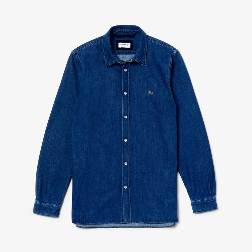 Loose Fit Snap-Button Denim Shirt | Lacoste Mens