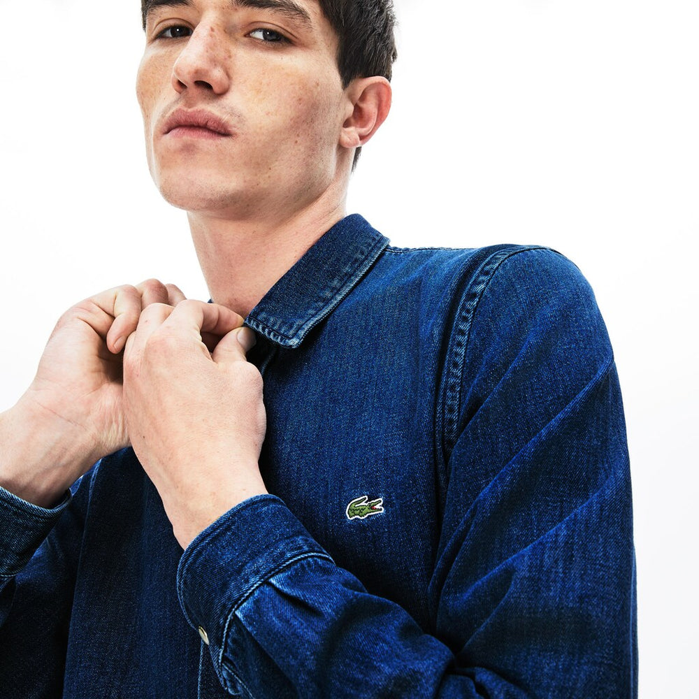 Loose Fit Snap-Button Denim Shirt | Lacoste Mens