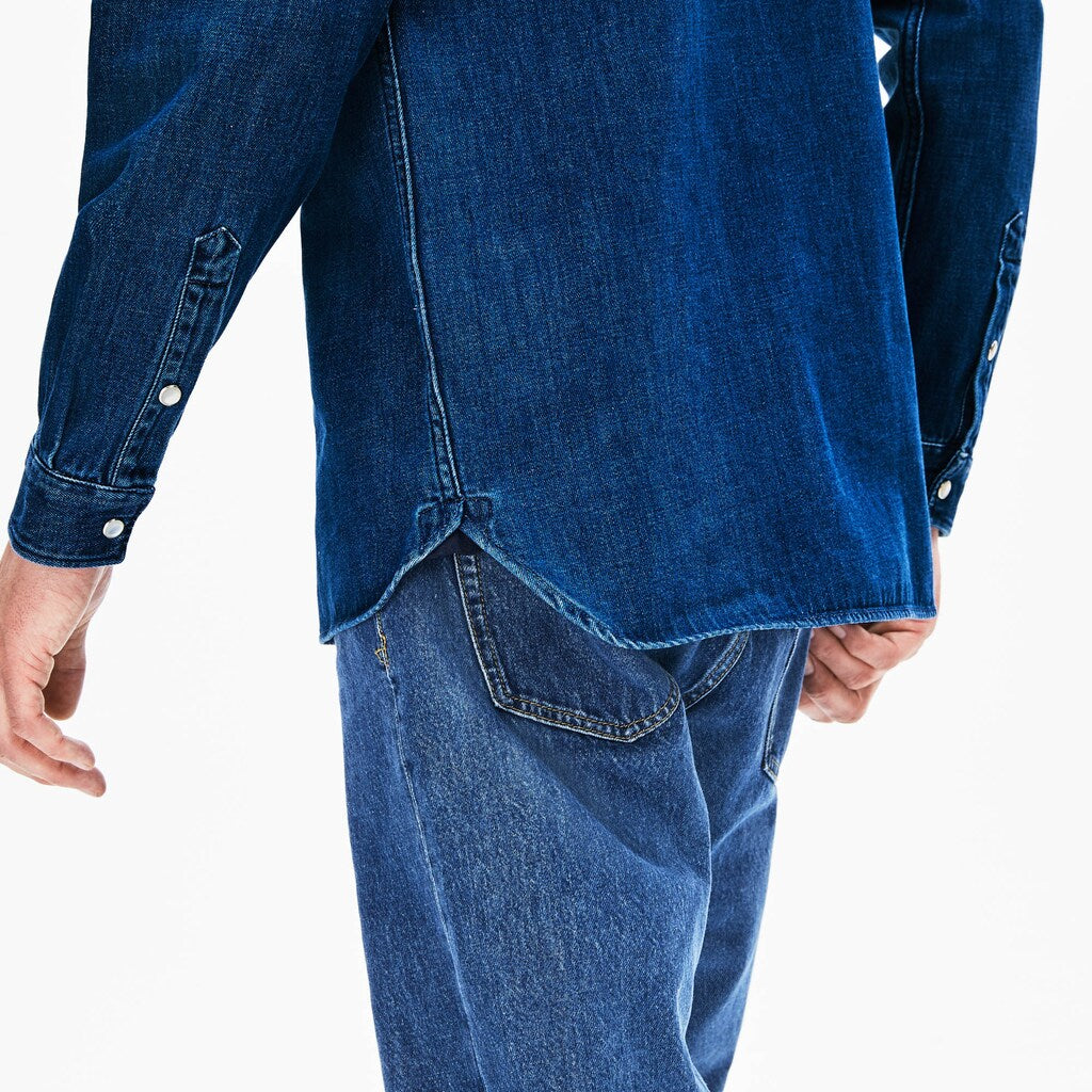 Loose Fit Snap-Button Denim Shirt | Lacoste Mens
