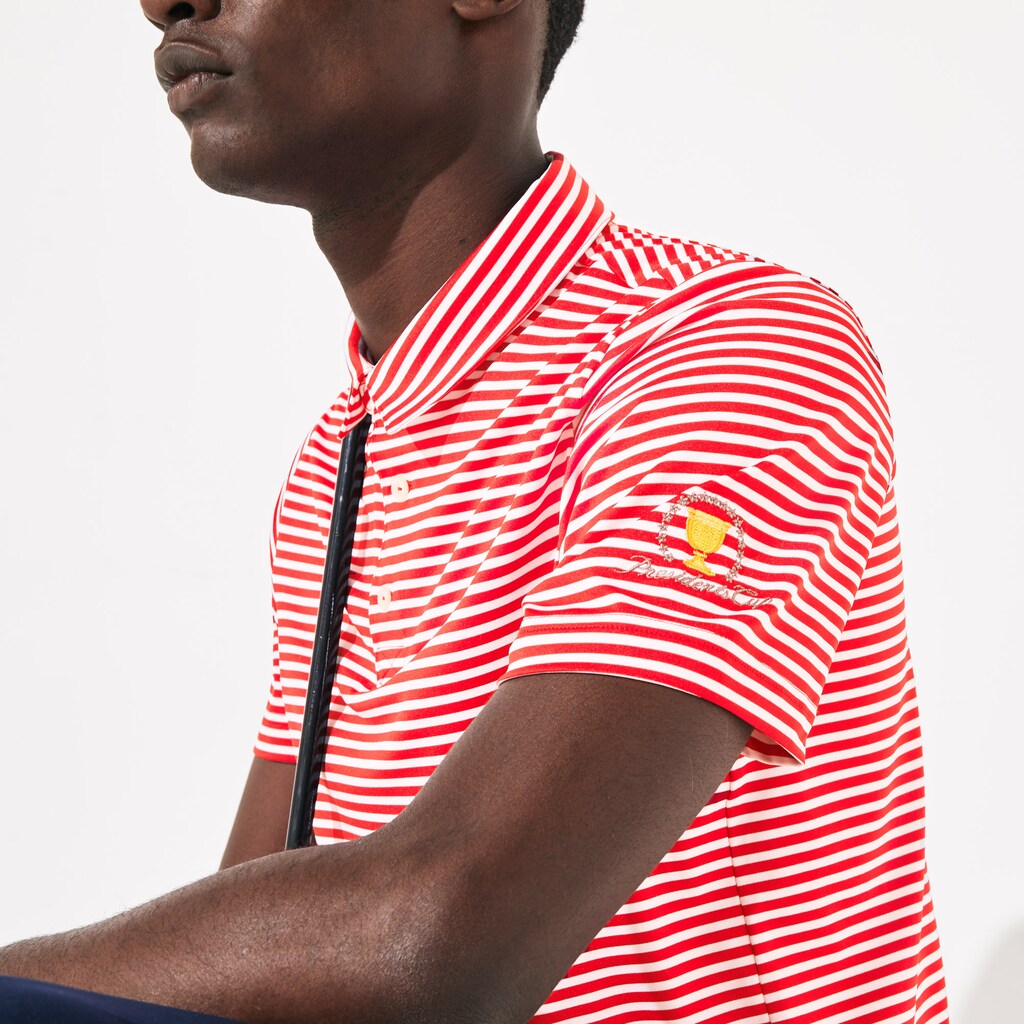 Presidents Cup Pinstriped Breathable Jersey Golf Polo | Lacoste Mens