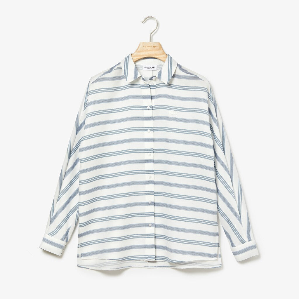 Wo  Loose Fit Striped Lightweight Cotton Shirt | Lacoste Womens