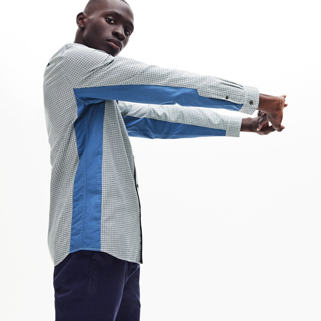 Regular Fit Paneled Print-Blocked Cotton Shirt | Lacoste Mens