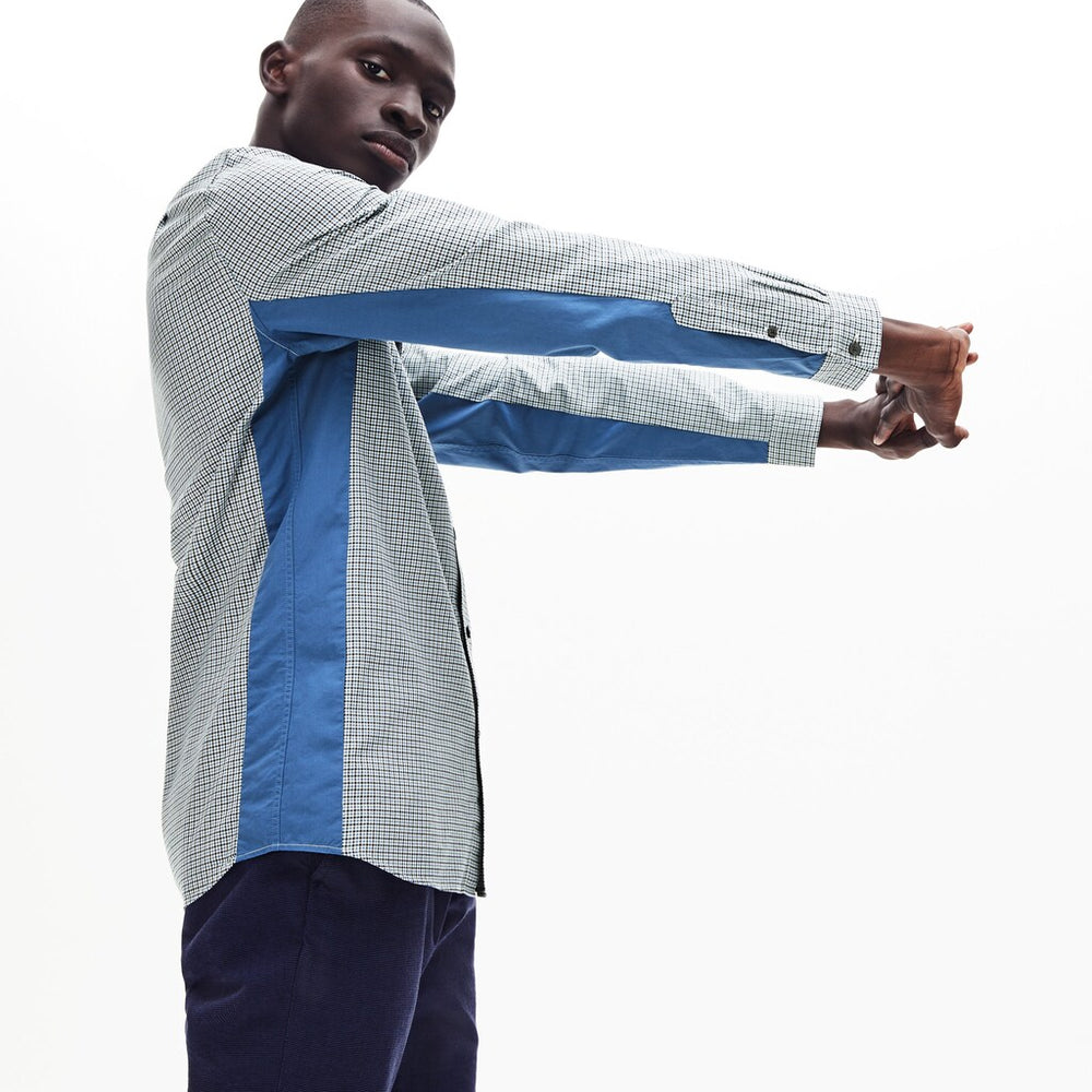 Regular Fit Paneled Print-Blocked Cotton Shirt | Lacoste Mens