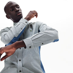 Regular Fit Paneled Print-Blocked Cotton Shirt | Lacoste Mens