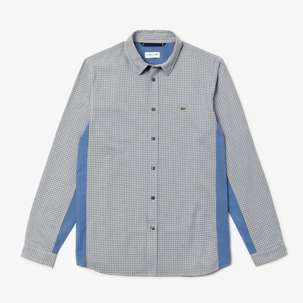 Regular Fit Paneled Print-Blocked Cotton Shirt | Lacoste Mens