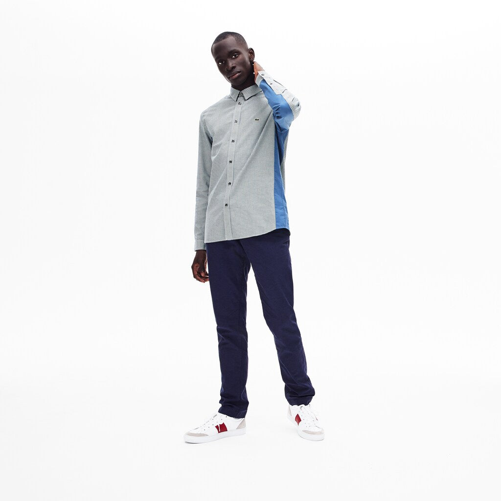 Regular Fit Paneled Print-Blocked Cotton Shirt | Lacoste Mens