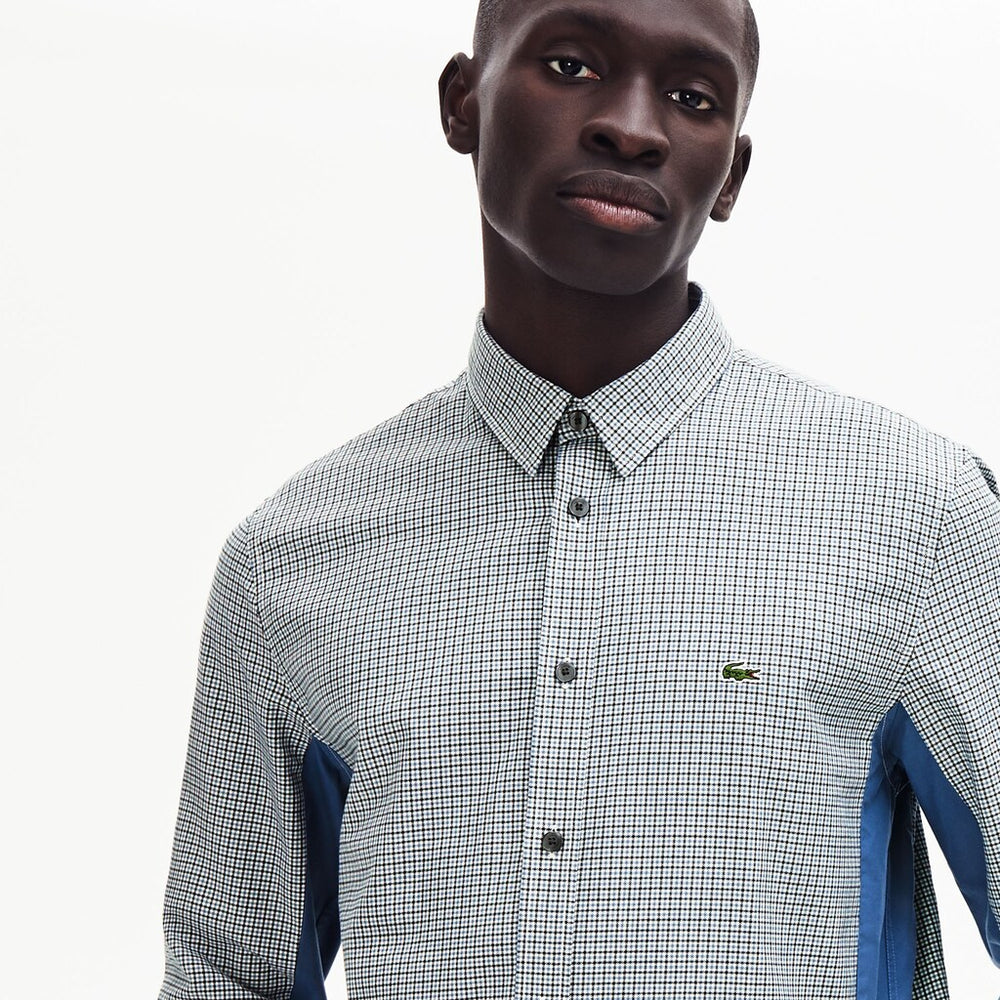 Regular Fit Paneled Print-Blocked Cotton Shirt | Lacoste Mens