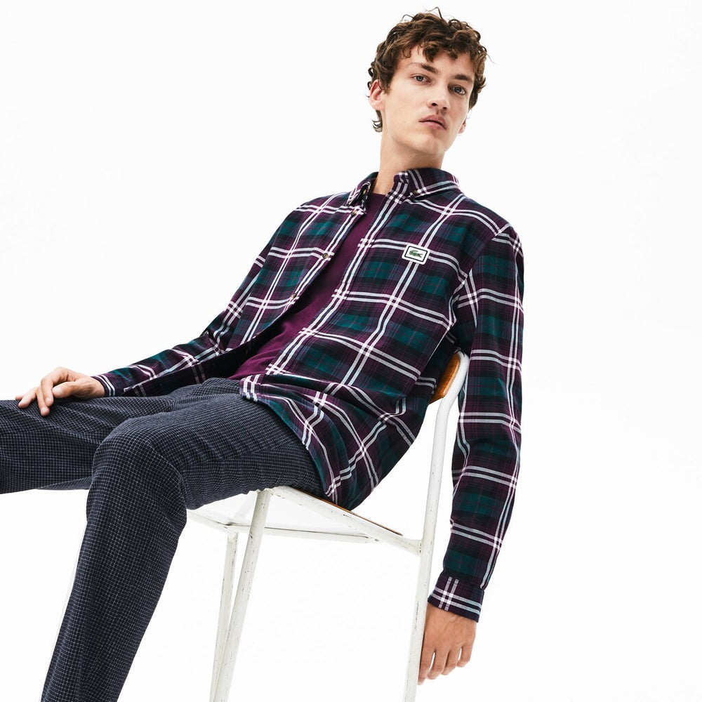 Regular Fit Checkered Flannel Overshirt | Lacoste Mens
