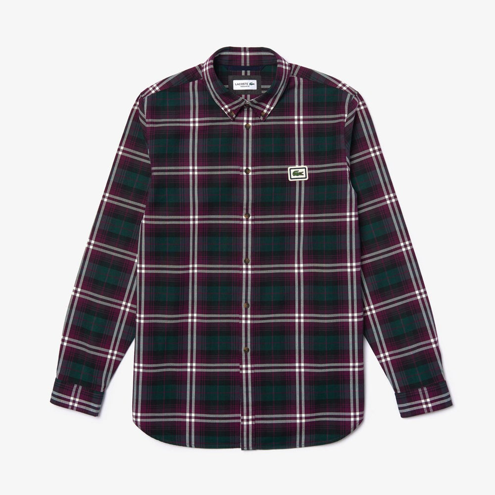 Regular Fit Checkered Flannel Overshirt | Lacoste Mens
