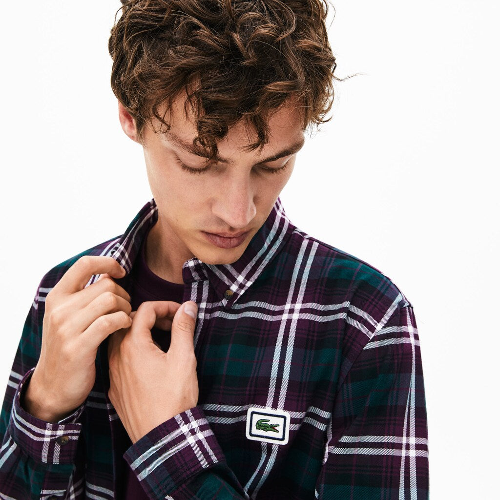 Regular Fit Checkered Flannel Overshirt | Lacoste Mens