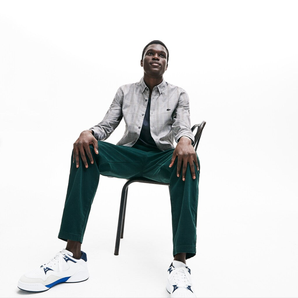 Slim Fit Glen Plaid Cotton Shirt | Lacoste Mens
