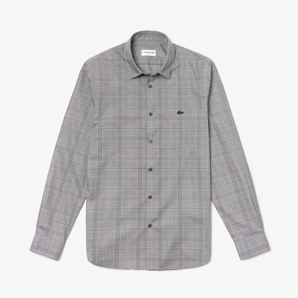 Slim Fit Glen Plaid Cotton Shirt | Lacoste Mens