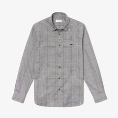 Slim Fit Glen Plaid Cotton Shirt | Lacoste Mens