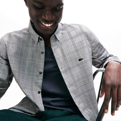 Slim Fit Glen Plaid Cotton Shirt | Lacoste Mens