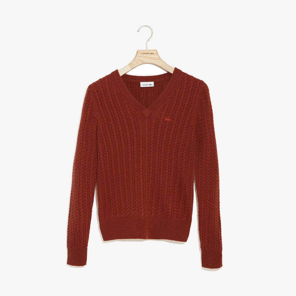 Wo  Wool And Cashmere Blend Cable Knit Sweater | Lacoste Womens