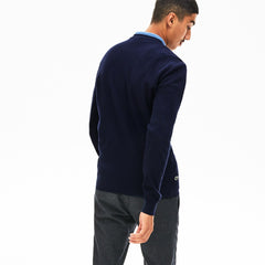 Crewneck Embroidered Cotton Blend Sweater | Lacoste Mens