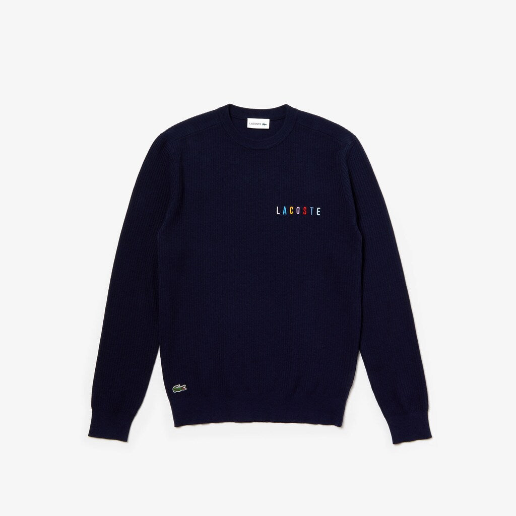 Crewneck Embroidered Cotton Blend Sweater | Lacoste Mens