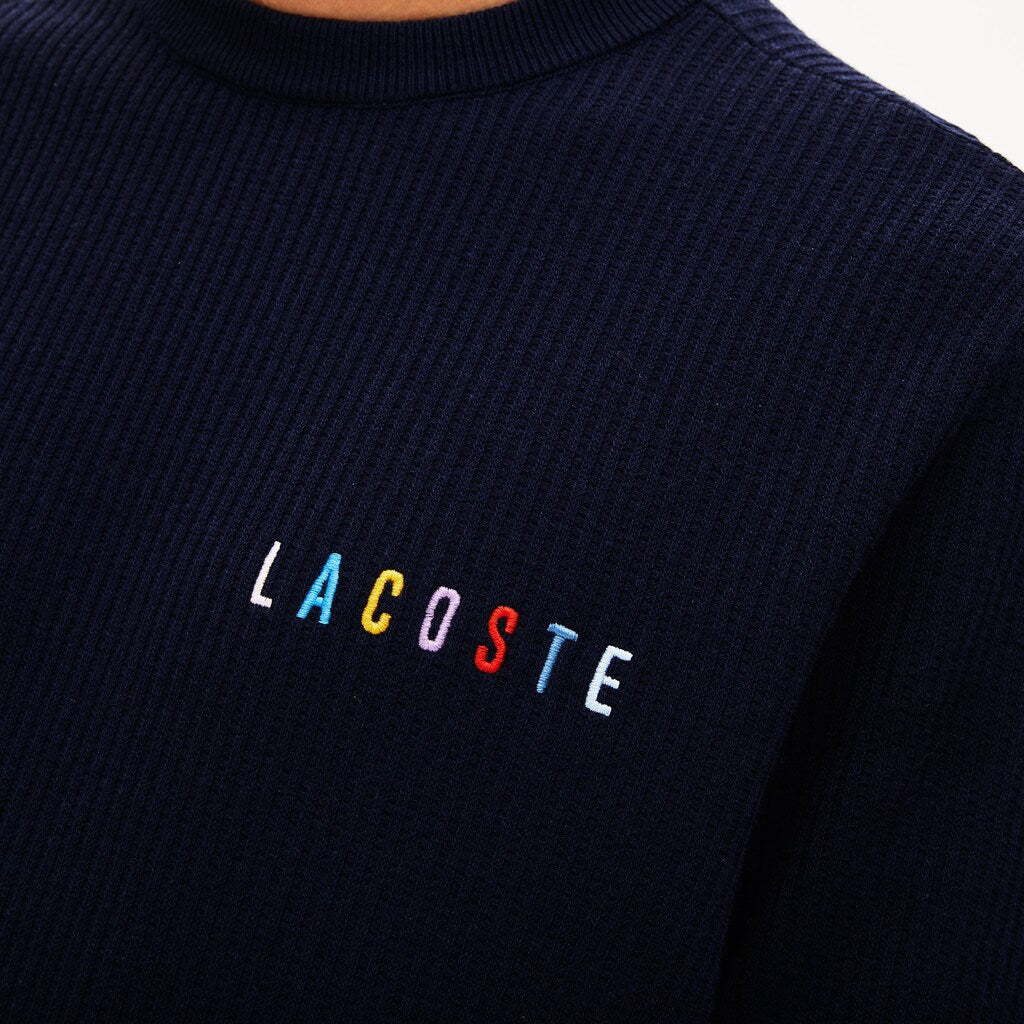 Crewneck Embroidered Cotton Blend Sweater | Lacoste Mens