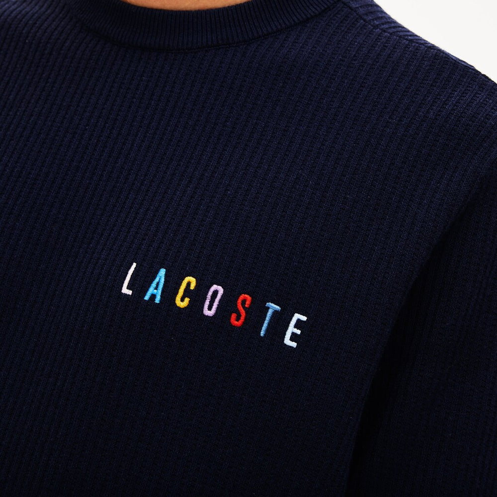 Crewneck Embroidered Cotton Blend Sweater | Lacoste Mens