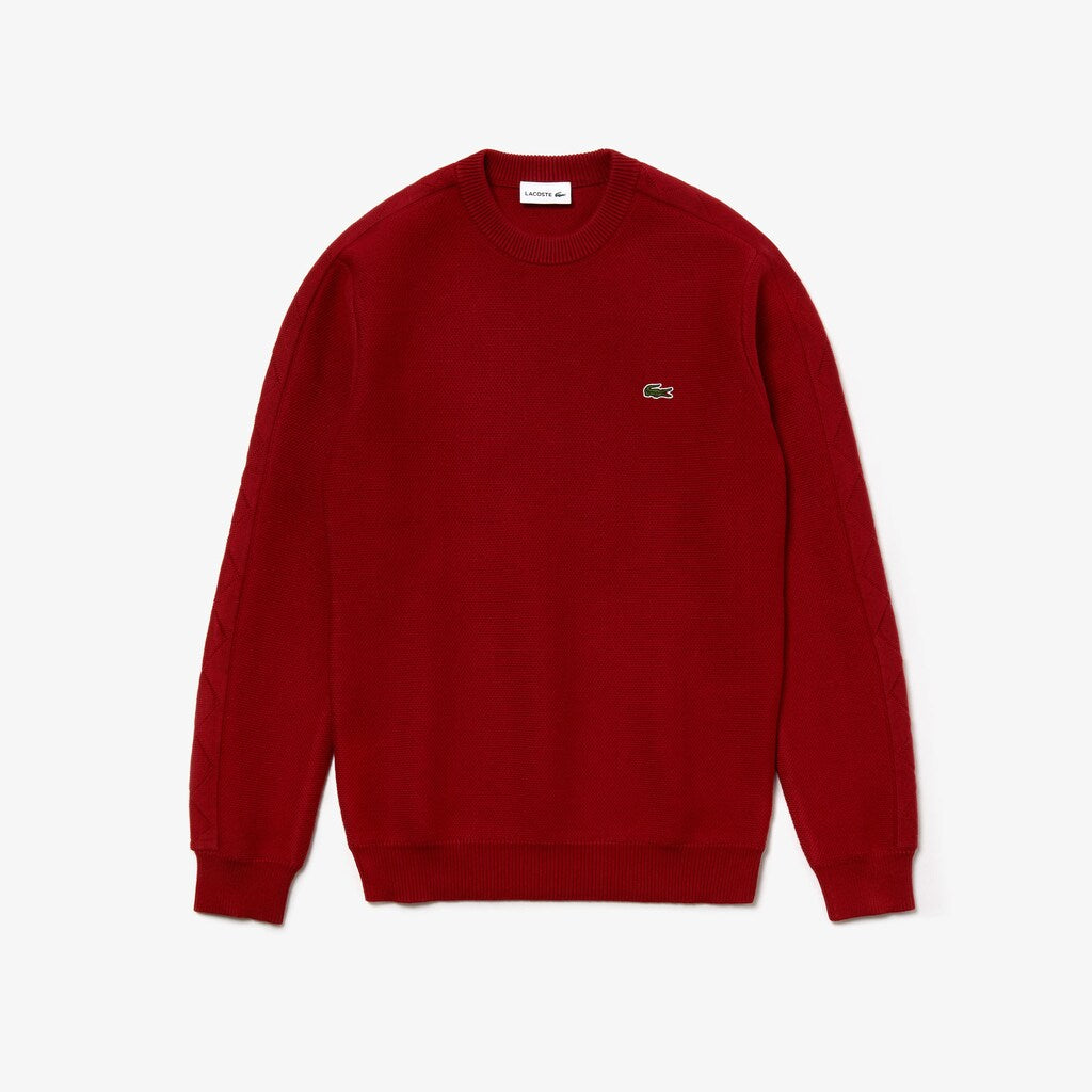 Crewneck Quilted-Sleeve Cotton Piqué Sweater | Lacoste Mens