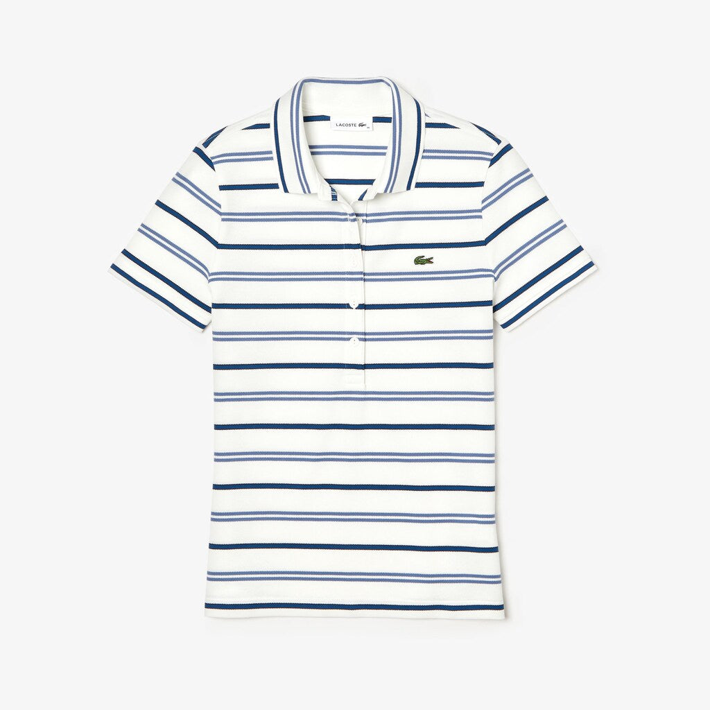 Wo  Slim Fit Striped Stretch Piqué Polo Shirt | Lacoste Womens