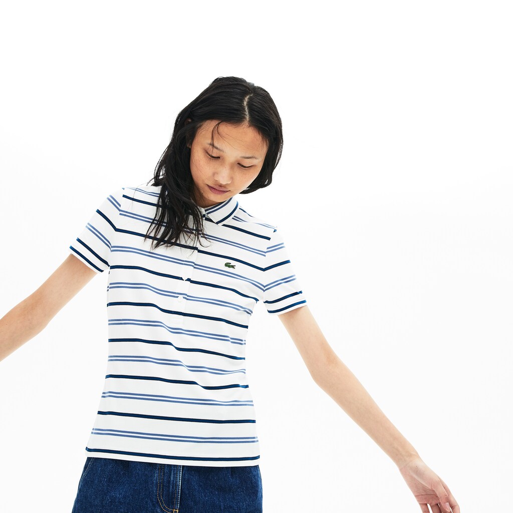 Wo  Slim Fit Striped Stretch Piqué Polo Shirt | Lacoste Womens