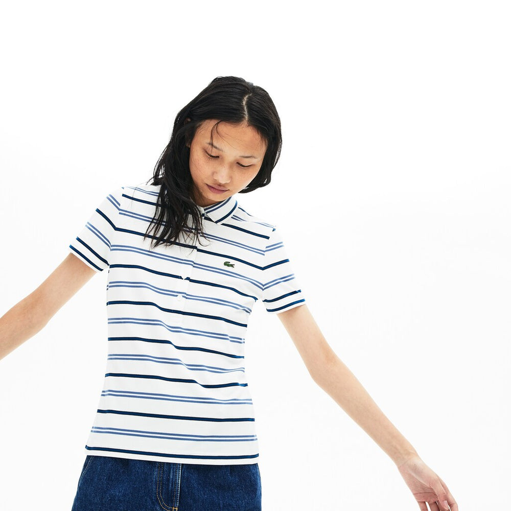 Wo  Slim Fit Striped Stretch Piqué Polo Shirt | Lacoste Womens