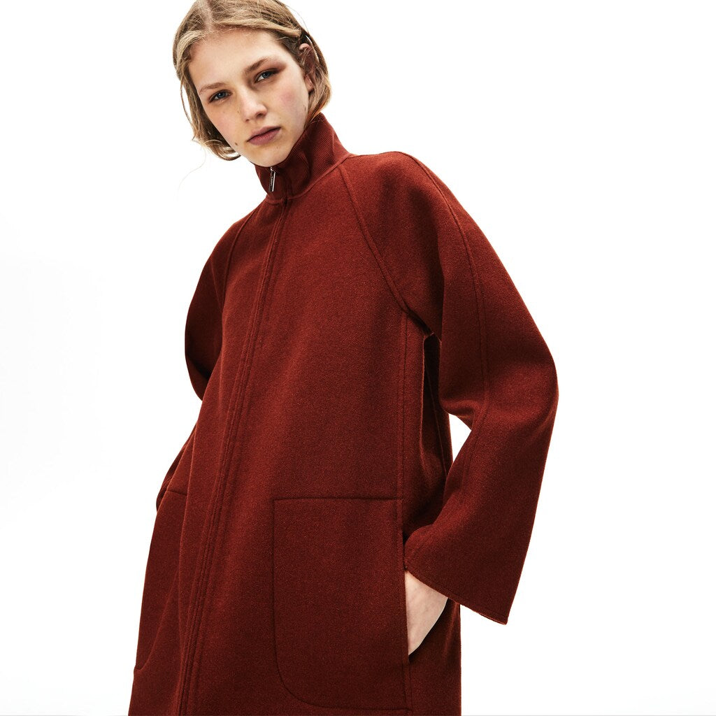 Wo  Standup Collar Wool-Blend Zip Coat | Lacoste Womens