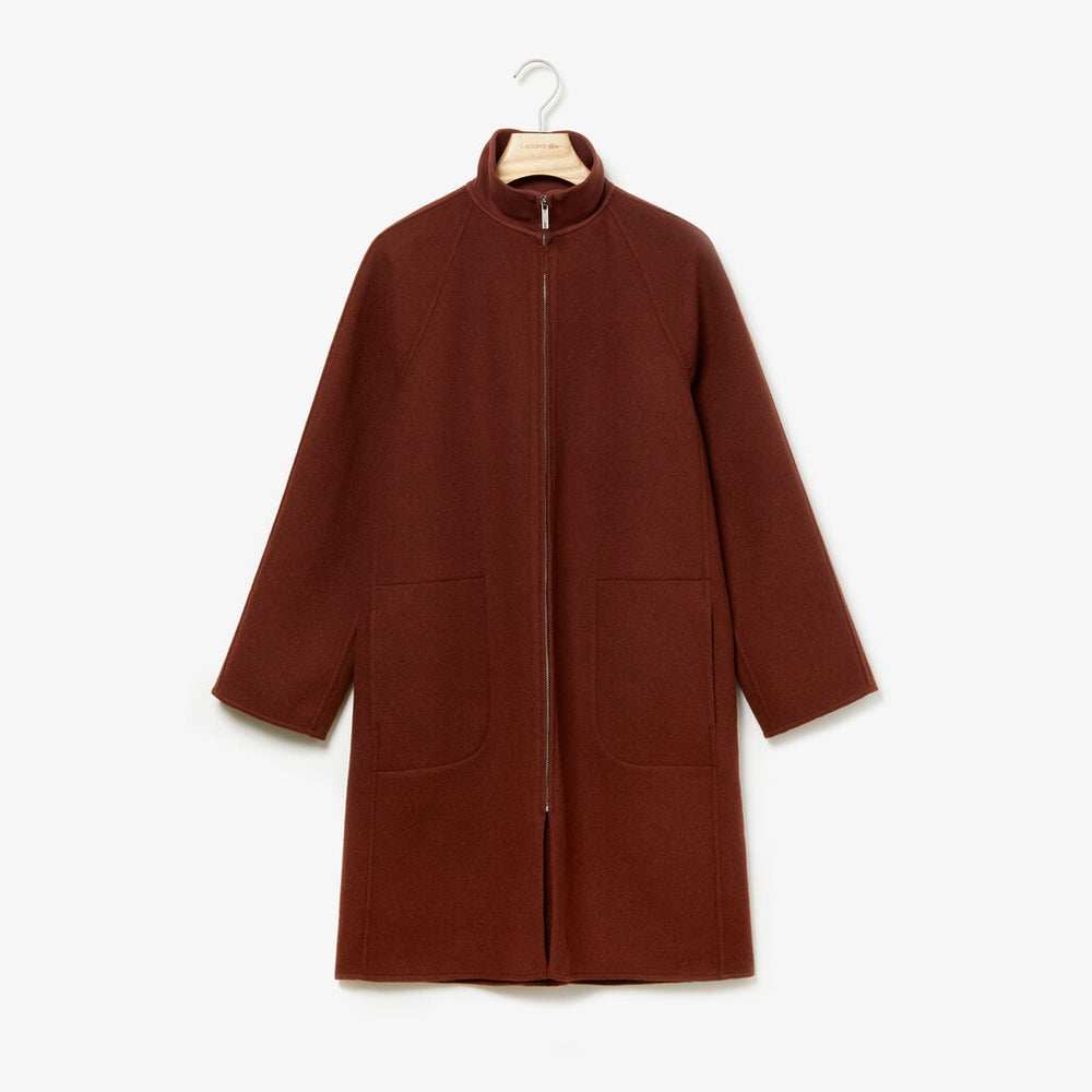 Wo  Standup Collar Wool-Blend Zip Coat | Lacoste Womens