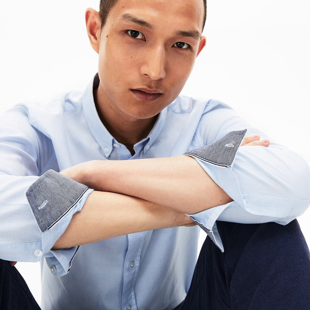 Slim Fit Polka Dot Cotton Poplin Shirt | Lacoste Mens
