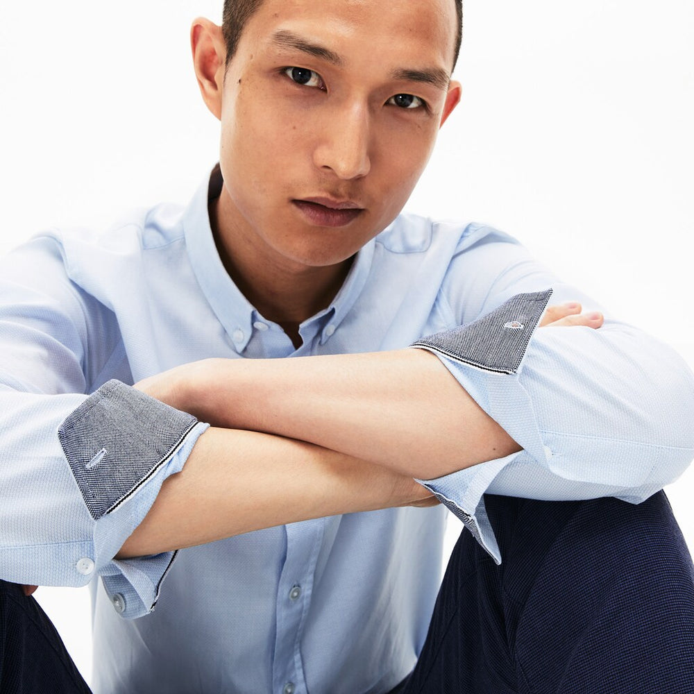 Slim Fit Polka Dot Cotton Poplin Shirt | Lacoste Mens
