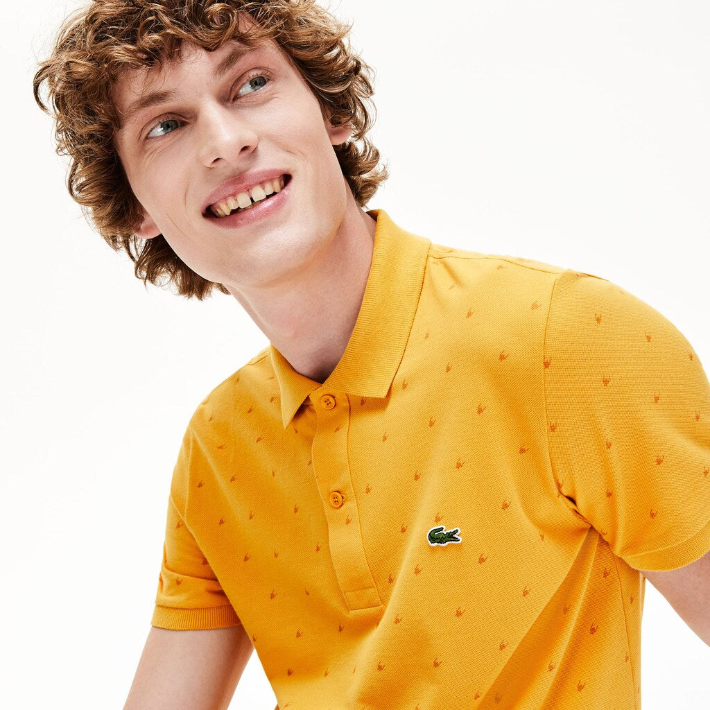 Slim Fit Patterned Cotton Mini Piqué Polo | Lacoste Mens