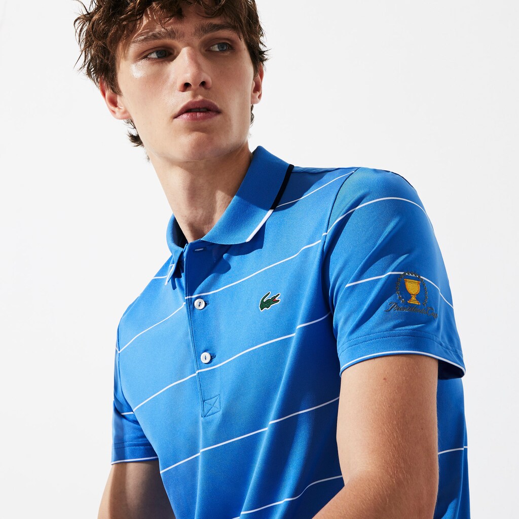 Presidents Cup Striped Breathable Stretch Jersey Golf Polo Shirt | Lacoste Mens